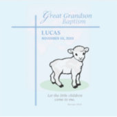 Grote kleinzoon doop Blauw Lam gepersonaliseerd Sticker (Voorkant)