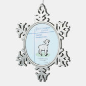 Grote kleinzoon doop Blauw Lam gepersonaliseerd Tin Sneeuwvlok Ornament (Rechts)