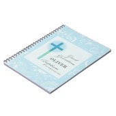 Grote kleinzoon doop blauwe kant gepersonaliseerd notitieboek (Linkerzijde)