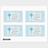 Grote kleinzoon doop blauwe kant gepersonaliseerd rechthoekige sticker (Vel)