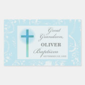 Grote kleinzoon doop blauwe kant gepersonaliseerd rechthoekige sticker (Voorkant)