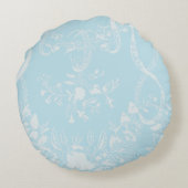 Grote kleinzoon doop blauwe kant gepersonaliseerd rond kussen (Achterkant)