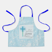 Grote kleinzoon doop blauwe kant gepersonaliseerd schort (Voorkant)