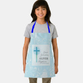 Grote kleinzoon doop blauwe kant gepersonaliseerd schort (Insitu)