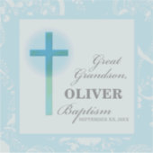 Grote kleinzoon doop blauwe kant gepersonaliseerd sticker (Voorkant)