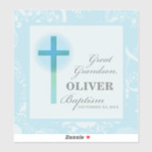 Grote kleinzoon doop blauwe kant gepersonaliseerd sticker (Vel)
