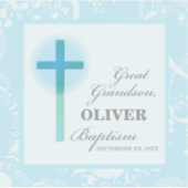 Grote kleinzoon doop blauwe kant gepersonaliseerd sticker (Voorkant)