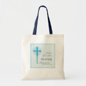 Grote kleinzoon doop blauwe kant gepersonaliseerd tote bag (Voorkant)