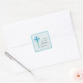 Grote kleinzoon doop blauwe kant gepersonaliseerd vierkante sticker (Envelop)