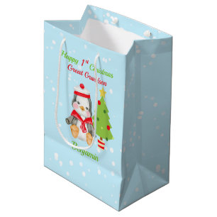 Grote kleinzoon Happy 1-Kerstmis Penguin Medium Cadeauzakje