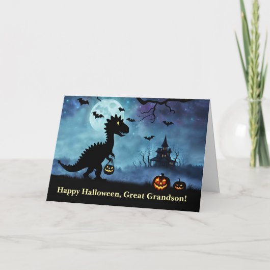 Grote kleinzoon Happy Halloween Dinosaurus Schatti Kaart (Voorkant)