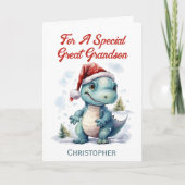 Grote kleinzoon Kerstmis Dinosaurus Feestdagen Kaart (Voorkant)