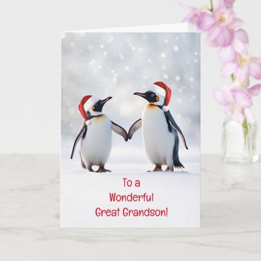 Grote kleinzoon kerstvakantie met Schattigee pingu Kaart (Orchidee)