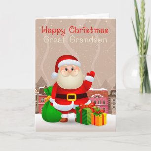 Grote kleinzoon Santa met zak en geschenken Kaart