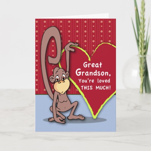 Grote kleinzoon Schattige Monkey Feestdagen Kaart (Voorkant)