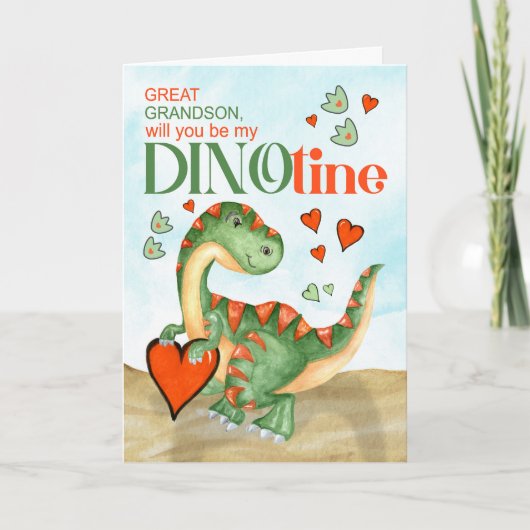 Grote kleinzoon T-Rex Dinosaurus Be Mine DINOtine Feestdagen Kaart (Voorkant)