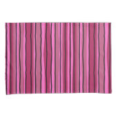 Grote Kleur Pop Hot Roze en Zwarte Strepen Kussensloop (Voorkant-Rechts)