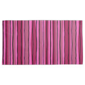 Grote Kleur Pop Hot Roze en Zwarte Strepen Kussensloop (Voorkant-Rechts)