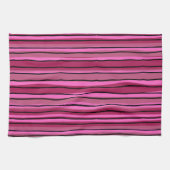 Grote Kleur Pop Hot Roze en Zwarte Strepen Theedoek (Horizontaal)