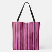 Grote Kleur Pop Hot Roze en Zwarte Strepen Tote Bag (Achterkant)