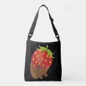 Grote kleurrijke aardbei ondergedompeld in chocola crossbody tas (Voorkant)