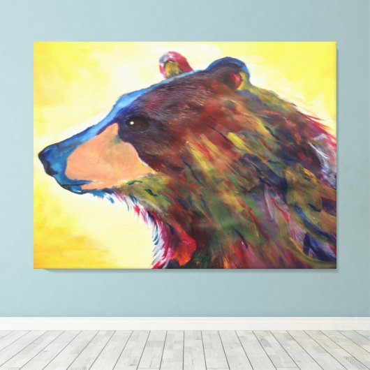 Grote Kleurrijke Abstract Beer Kunst Canvas Afdruk (Insitu (Houten vloer))