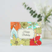 Grote kleurrijke bloemen Happy Birthday Briefkaart (Staand voorkant)