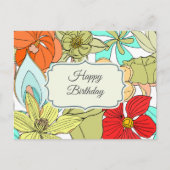 Grote kleurrijke bloemen Happy Birthday Briefkaart (Voorkant)