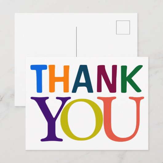Grote Kleurrijke DANK JE WEL Briefkaart (Voorkant / Achterkant)