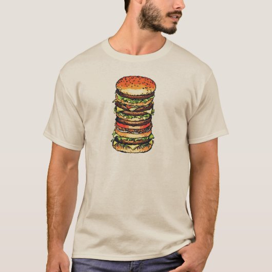 Grote, kleurrijke hamburger t-shirt (Voorkant)