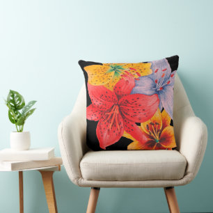 Grote kleurrijke lelie design contempory floral kussen