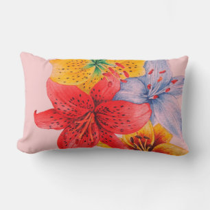grote kleurrijke lily design contemporeuze bloem kussen
