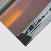 Grote, kleurrijke maan stijgt boven water tissuepapier (Detail)