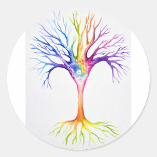 Grote kleurrijke neurale boom ronde sticker