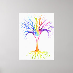 Grote kleurrijke neuronale boom canvas afdruk