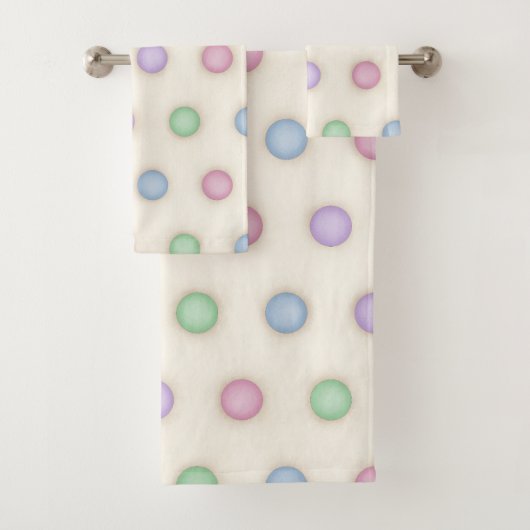 Grote kleurrijke pastel polka stippen bad handdoek (Insitu)