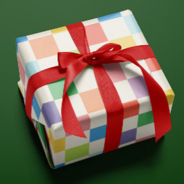 Grote Kleurrijke Regenboog Checkerboard Patroon Cadeaupapier