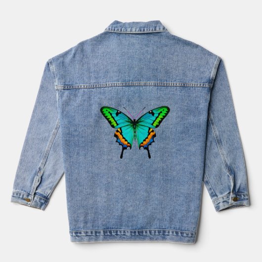 Grote Kleurrijke Swallowtail vlinder Denim Jacket (Achterkant)