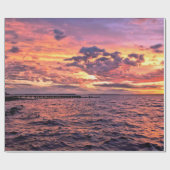 Grote kleurrijke zonsondergang over het waterstran cadeaupapier (Vlak)