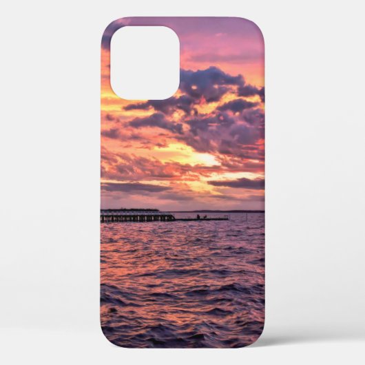 Grote kleurrijke zonsondergang over het waterstran Case-Mate iPhone case (Achterkant)