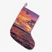 Grote kleurrijke zonsondergang over het waterstran kleine kerstsok (Voorkant (Hangend))