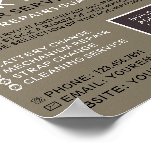 Grote klok gezicht, Horoloog Adverteren Poster (Hoek)