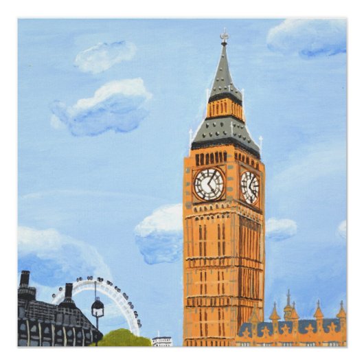 Grote klok Londen Glanzende Poster (Voorkant)