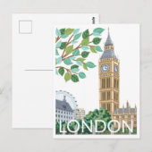 Grote klokkentoren van Londen reisillustratie Briefkaart (Voorkant / Achterkant)