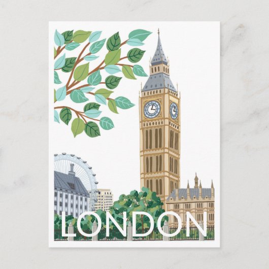 Grote klokkentoren van Londen reisillustratie Briefkaart (Voorkant)
