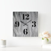 Grote kloknummers op Grey Metal Abstract Vierkante Klok (Huis)