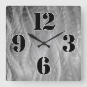 Grote kloknummers op Grey Metal Abstract Vierkante Klok (Voorkant)