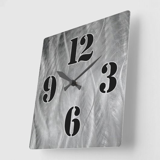 Grote kloknummers op Grey Metal Abstract Vierkante Klok (Hoek)