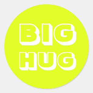 Grote knuffel, chartreuse wit ronde sticker