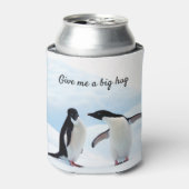 Grote knuffel Penguin op ijsfoto met tekst Blikjeskoeler (Blikje Voorkant)
